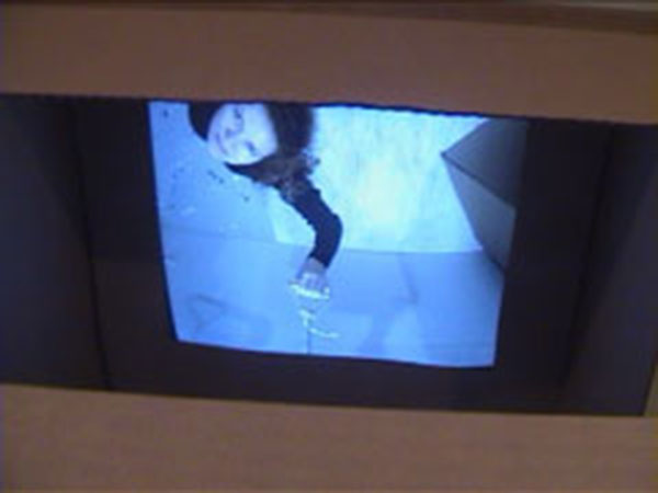 Leap, 2002, telepresented viewer, streaming video installation between the Rhode Island School of Design's Sol Koffler Gallery, Brown University, University of Rhode Island, Northeastern University, and Parsons School of Design's Blur Conference<br><br>Leap necessitated cooperation to uncover the mediated presence of a viewer at another location. Special thanks to OSHEAN for setting up the network.